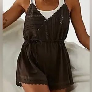 Free People Intimately New Nightfall Romper Camisole in Espresso Bean